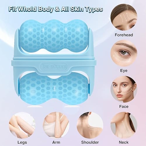 Ice Roller for Face & Eye, 2 in 1 Puffiness, Migraine, Pain Relief and Minor Injury - Diougens Lee Facial Ice Roller,Cold Therapy Massage Roller,Skin Care Products