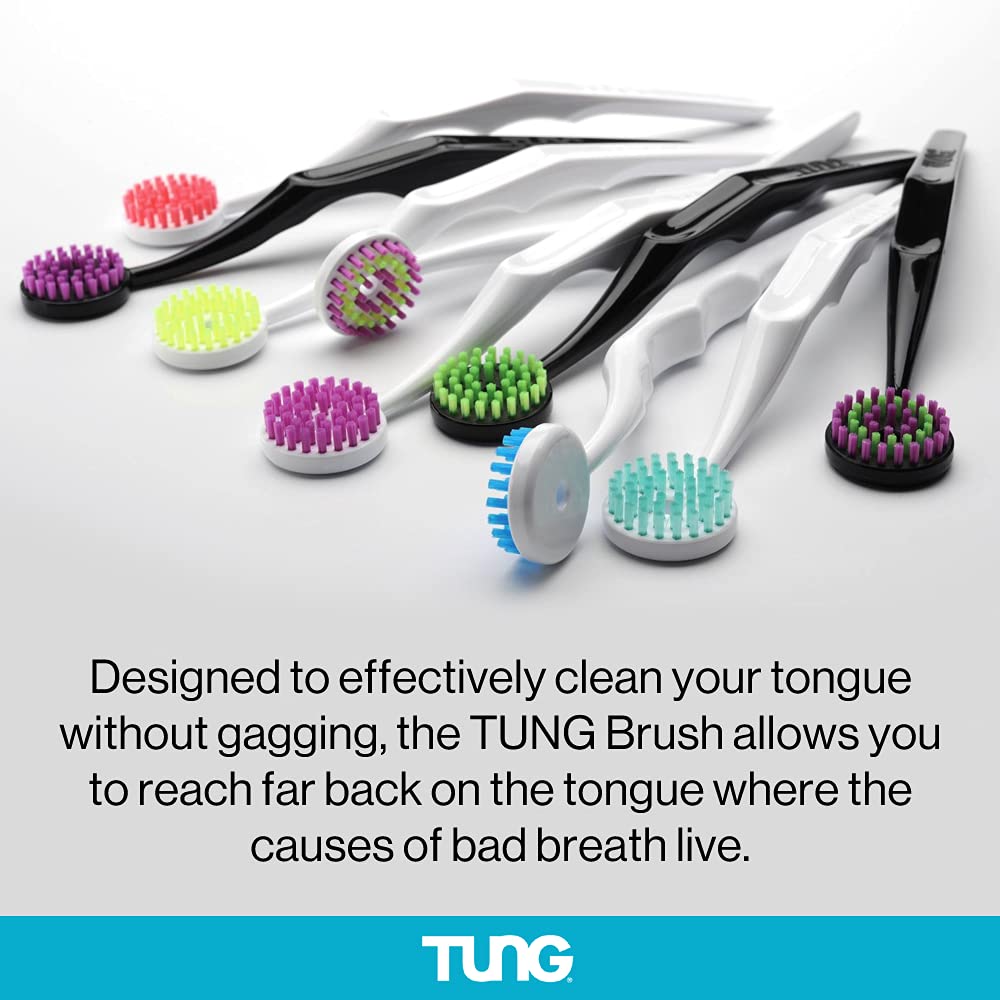 Tung Tongue Brush & Gel Kit | Tongue Cleaner for Adults | Tongue Scraper to Fight Bad Breath and Halitosis | Mouth Odor Eliminator | Fresh Mint | Made in America (Set of 1)