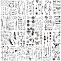 28 Sheets 100+ pcs Minimalism Line Art Small Black Temporary Tattoo, Heart Arrow Butterfly Cross Feather Key Suit for Finger Hand Neck Face