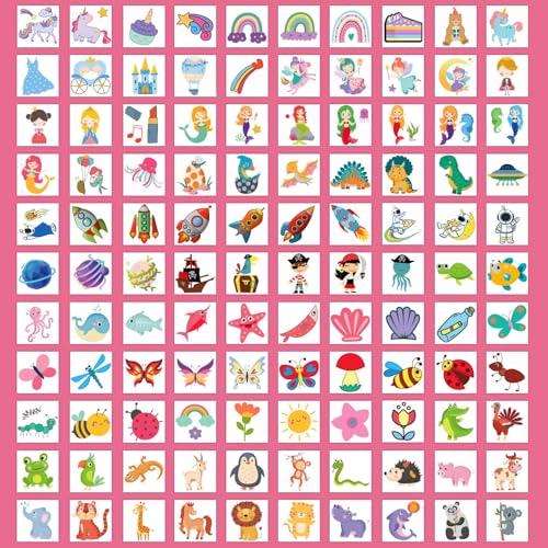 Partywind Kids Temporary Tattoos, 204 PCS Fake Tattoo Stickers for Kids Party Supplies Favors Decorations, Surprise Birthday Goodie Bag Stuffers (Individually Wrapped)