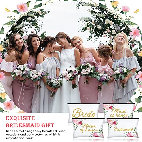 Weewooday 8 Pieces Bridesmaid Makeup Bag Bridesmaid Proposal Gifts Canvas Makeup Bags Matron of Honor Bridal Cosmetic Bag Maid of Honor Bridesmaids Present for Brides Wedding Parties