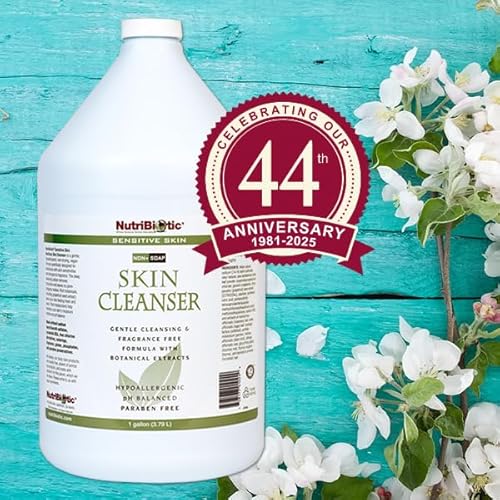 NutriBiotic ? Sensitive Skin Non-Soap Skin Cleanser, 1 Gallon with GSE (Citricidal) | pH Balanced, Hypoallergenic & Biodegradable | Free of Parabens, Sulfates, SLS, SLES, Dyes, Colorings & Fragrance