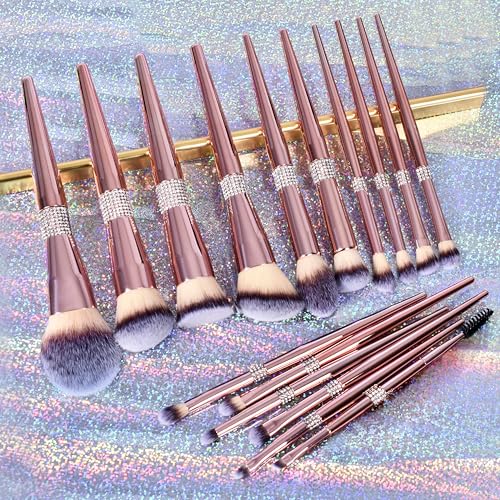 Bueart Design 16Pcs Makeup Brushes Set with Elegant Design Holder Case,Premium Ultra Soft Professional Make up Brushes for Foundation,Blush,Powder,Highlighter,Contour,Eyeshadow