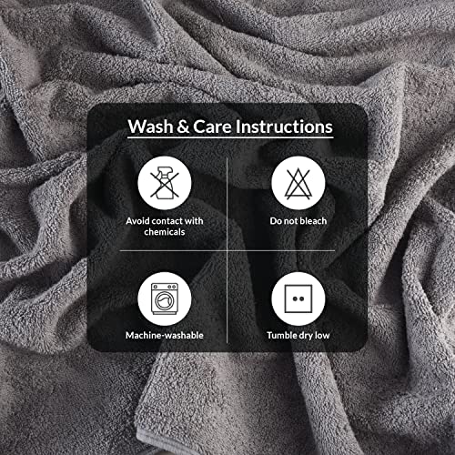 Infinitee Xclusives Grey Luxury Towel Set - 4 Bath Towels (27x54, 600 GSM) + 12 Washcloths (13x13) - Soft, Absorbent, Quick-Drying 100% Cotton Bundle for Bathroom, Gym, Spa, and Skincare Use
