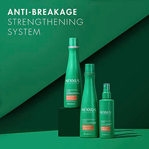 Nexxus Unbreakable Care Shampoo, Conditioner, and Leave-In Spray 3 Pack For Fine and Thin Hair with Keratin, Collagen, Biotin