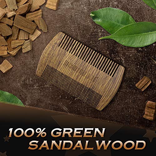 Bossman Pocket Size Sandalwood Comb with Protective Case - Fine and Wide Tooth for Beard, Mustache, and Hair Shaping Tool