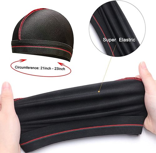 ForceWave Silky Durag for Men Wave Cap Satin Dorag for Men Women 360 Wave (Black with Blue Seam)