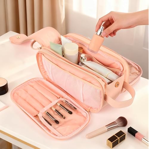 Travel Makeup Bag for Women, Large Capacity Waterproof Cosmetic Bag, Portable Toiletry Bags£¬Pouch with Divider & Handle