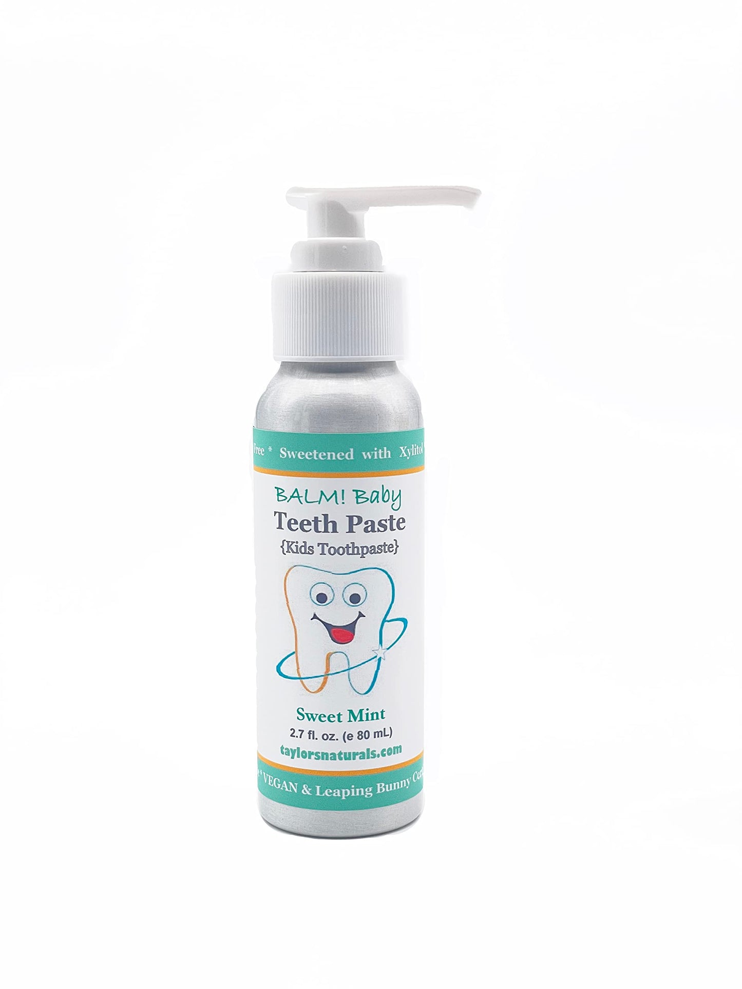 Kids Natural Fluoride Free Toothpaste by BALM! Baby – Children's Toothpaste in Pump Bottle, SLS Free Toothpaste with Xylitol, Vegan Gluten Free, BPA Free, Zero Waste Children’s Teeth Paste (Mint)