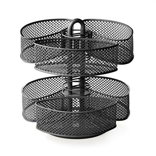 Nifty Organizing Carousel ? Black Powder Coat Finish, Spins 360-Degrees, Cosmetic Bathroom or Bedroom Vanity Storage, Beauty Supplies Organizer, Lazy Susan Platform