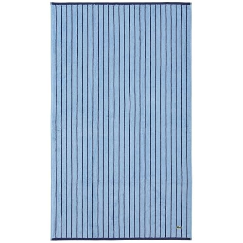 Lacoste Centre Mark Towel ? 100% Soft Cotton Jacquard Stripe Design, Lightweight, Absorbent & Durable, Quick Drying, Blue, 13"x13" Wash Cloth