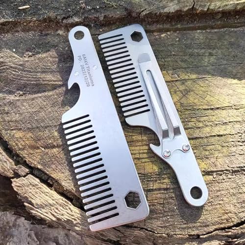 Titanium Comb EDC Mini Portable Hair Comb Multifunctional EDC Mustache Comb
