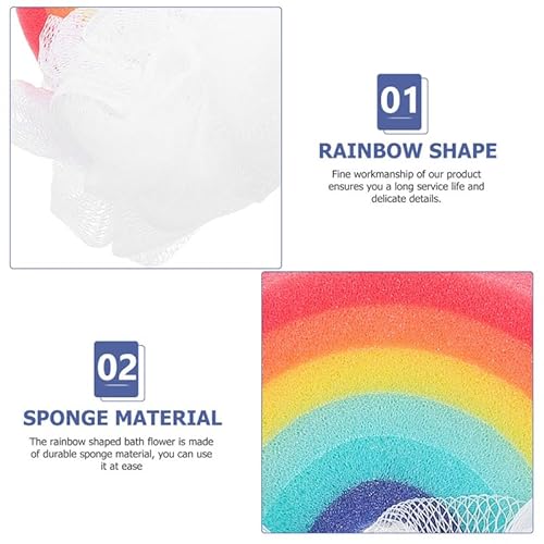 FRCOLOR Cloud Bath Sponges Loofahs Rainbow Shaped Exfoliating Scrubber Bath Brush for Kids Women Men Body Shower
