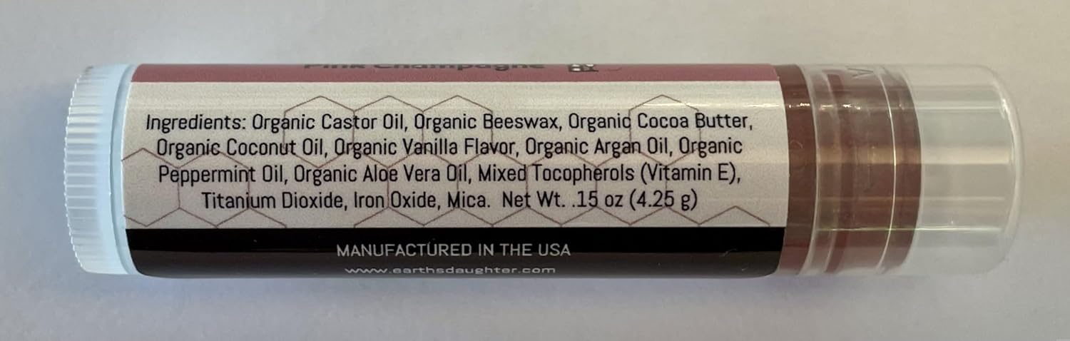 Earth's Daughter USDA Organic Lip Balm 6-Pack - Fruit Flavors, Beeswax, Coconut Oil, Vitamin E - Best Lip Repair Chapstick for Dry Cracked Lips - Moisturizing Lip Care