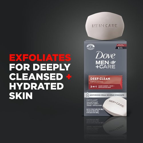 DOVE MEN + CARE Deep Clean Body and Face Bar (Pack of 8) + (Pack of 6) More Moisturizing Than Bar Soap