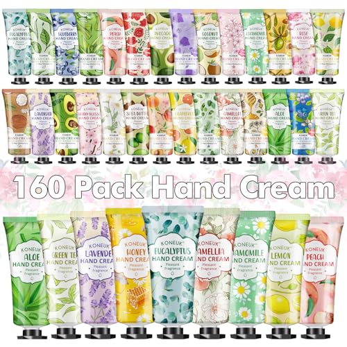 160 Pack Hand Cream Gifts Set, Easter Basket Stuffers, Thank You Gifts, Bridesmaid Gifts, Birthday Gifts and Mothers Day Gifts for Mom, Bulk Hand Lotion Travel Size for Dry Cracked Hands