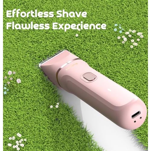 Bikini Trimmer for Women, Dovety 3 in 1 Painless Electric Razors for Women, Rechargeable Pubic Hair Trimmer Electric Shaver for Legs Body Facial Hair, IPX7 Waterproof, Ceramic Blade, USB Charge Dock