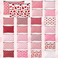 24 Pcs Valentine's Day Makeup Bags Bulk Galentine's Day Gifts for Women Canvas Cosmetic Bags with Zipper Heart Pink Stripes Plaid Wave Patterns Bag Valentine's Party Favors