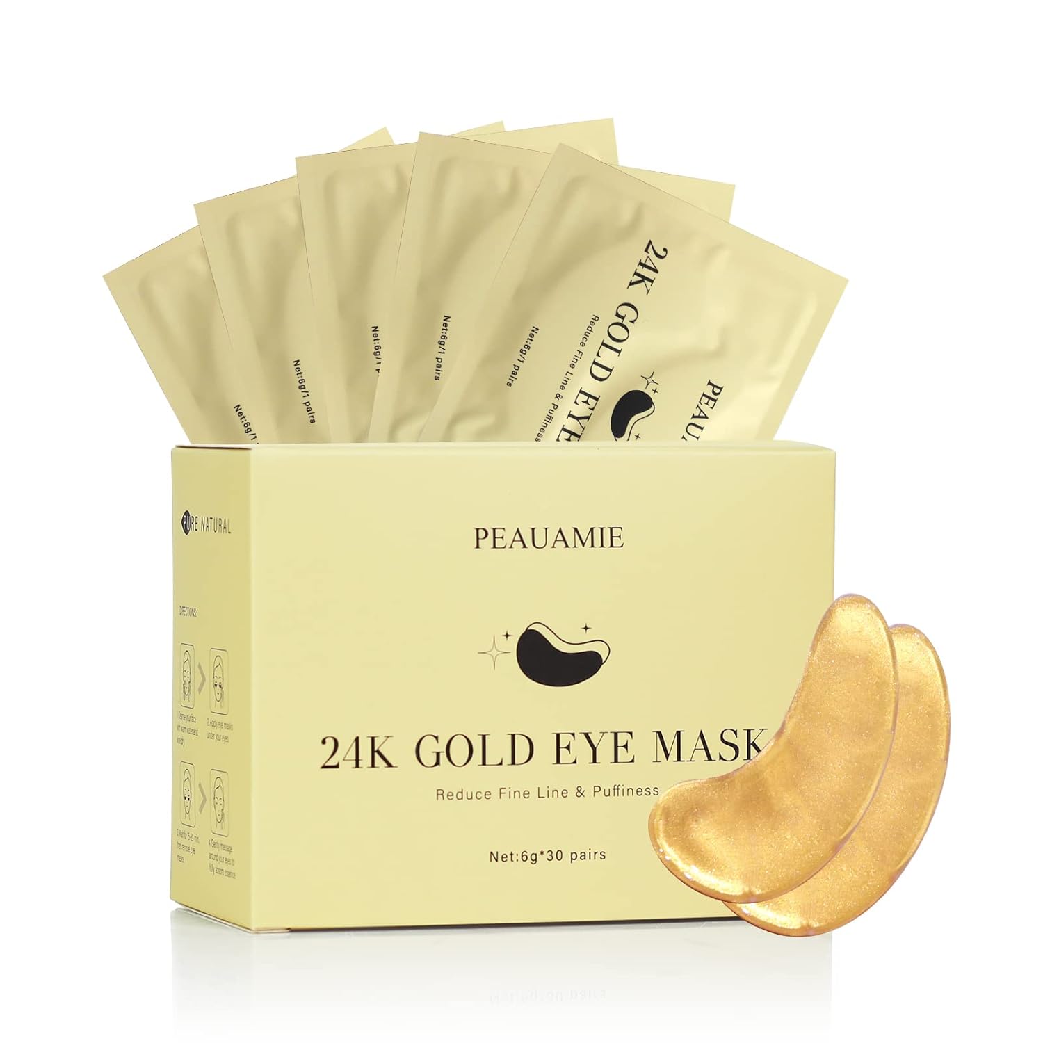 Under Eye Patches Gold and Hyaluronic Acid for puffy eyes,Rose Eye Masks for Dark Circles and Puffiness skin care Smooth Wrinkles products 30 Pairs
