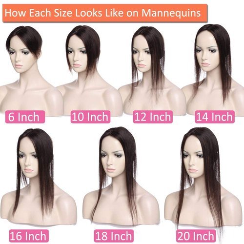 Hairro Hair Topper Human Hair, Clips in 100% Real Hairpieces with 4"x 4.7" Silk Base for Women, for Thin Hair/High Hairline/Covering Greyish Hair on Top, 6 Inch Medium Brown