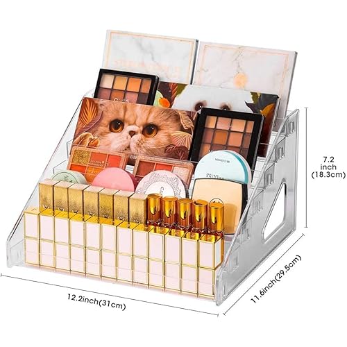 Nail Polish Organizer 84 Bottles of 7 Layers Sunglass Organizer Acrylic Display Rack Eyeglasses Storage Essential Oils Holder Makeup Organizer No Tool Needed Assembly, Clear (2 Pack)