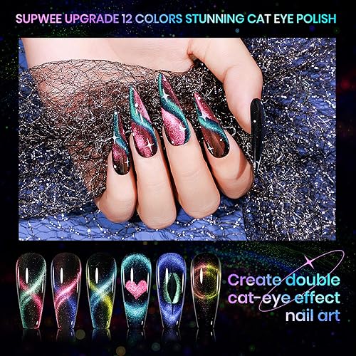 12 Colors Cat Eye Gel and Multi-Function Magnetic Stick for Nails Strong Magnetism