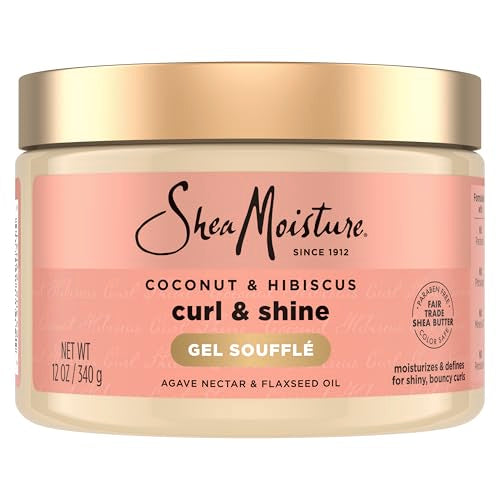 SheaMoisture Curling Gel Souffle Coconut and Hibiscus for Thick, Curly Hair to Moisturize and Protect Hair 12 oz
