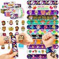 72PCS Day of the Dead Party Set | 48PCS Temporary Tattoos & 24PCS Slap Bracelets Fun D?a de los Muertos Birthday Supplies, Baby Shower Gifts, Classroom Rewards & Party Decor for Kids