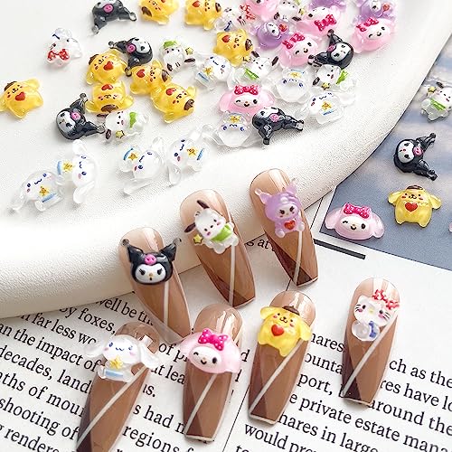 Akutoer 70PCS Kawaii Nail Art Charms 3D Cute Cat Resin Jelly Gummy Sweet Candy Slime Making Ornament Nail Decoration Accessories for DIY