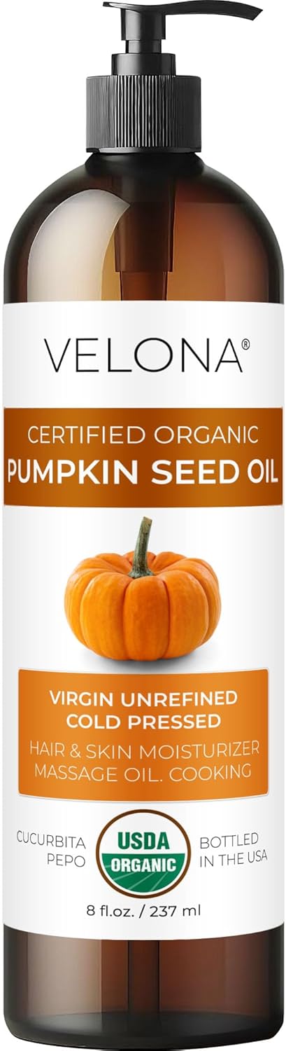 Organic Pumpkin Seed Oil - 8 Fl Oz | 100% Pure Cold Pressed Carrier Oil for Cooking & Skin Care