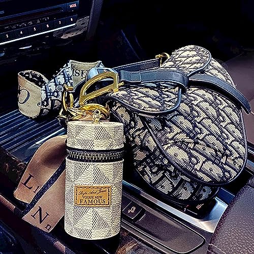 2Pcs Lipstick Organizer, Luxury Leather Lip Gloss Bag, Mini Lipstick Case with Keychain, Girls travel Lipgloss Makeup Storage Holder for Purse Perfume Fingernail Polish (White, Pink)
