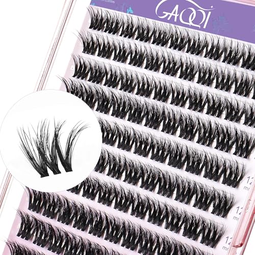 GAQQI Lash Clusters, Cluster Eyelash Extensions 110 Cluster Lashes, Wispy Volume Eyelash Clusters 10-14mm, Multilayered 3D Individual Lashes, Soft and Thin Band (3D-GQ08)