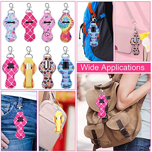 Caffox Chapstick Holder Keychain, 30Pcs Lip Balm Holder with Clip, Chapstick Lipstick Lipgloss Holder Bulk for Lanyards, Keychain