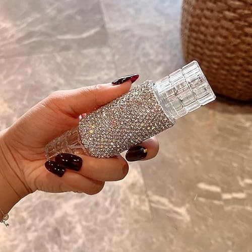 Luxury Rhinestone 30ML Refillable Perfume Bottle ? High-End Portable Large Capacity Glass Spray Bottle with Aluminum Atomizer (Silver)