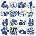 160 Pcs Glitter Team Spirit Temporary Tattoos School Team Cheer Face Stickers Cheerleading Party Supplies and Sports Games Decoration(BLUE)