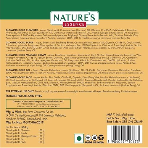 Nature's Essence Glowing Gold Facial Kit, 500 grams (5X100 grams)