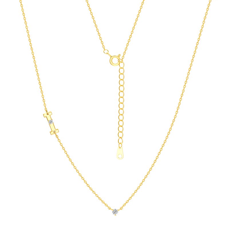 Gold Flash Plated Initial Necklace Set with Cubic Zirconia - Multiple Charms