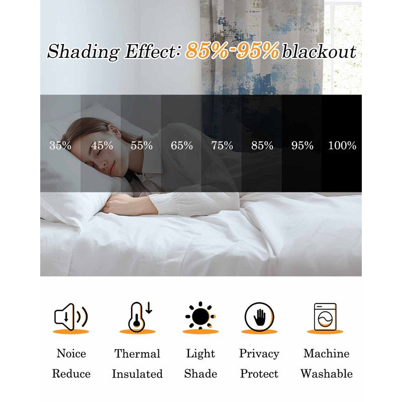 Blackout Window Curtain Panels 72 Inches Long for Bedroom Living Room Thermal Insulated Darkening Drapes