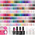 Beetles Nail Nook Gel Nail Polish Set - 119 PCS 100 Colors Gel Polish Kit Base Glossy Matte Glitter Top Coat Glitter Pearl Cat Eye White Red Pink Nude Uv Led Nails Easter Gift for Women