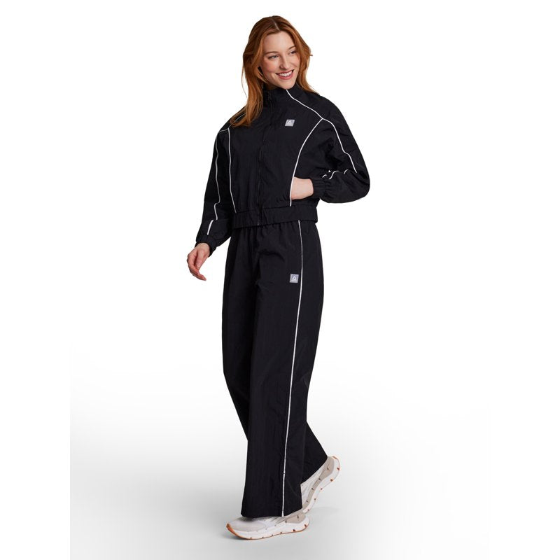 Activewear Wide Leg Woven Pants for Women - Relaxed Fit Nylon Trousers
