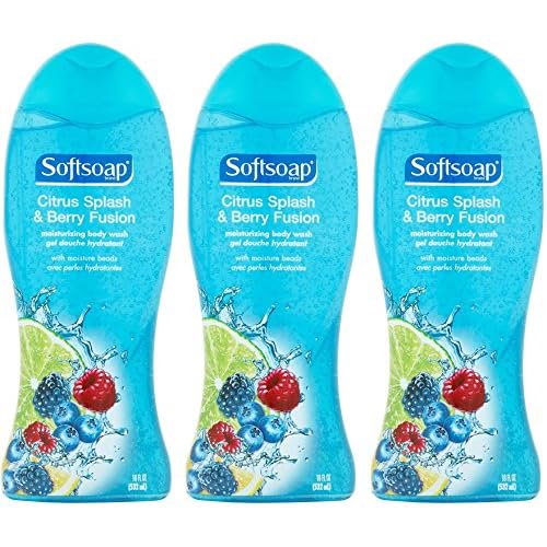 Softsoap Moisturizing Body Wash - Citrus Splash & Berry Fusion - Net Wt. 18 FL OZ (532 mL) Per Bottle - Pack of 3 Bottles