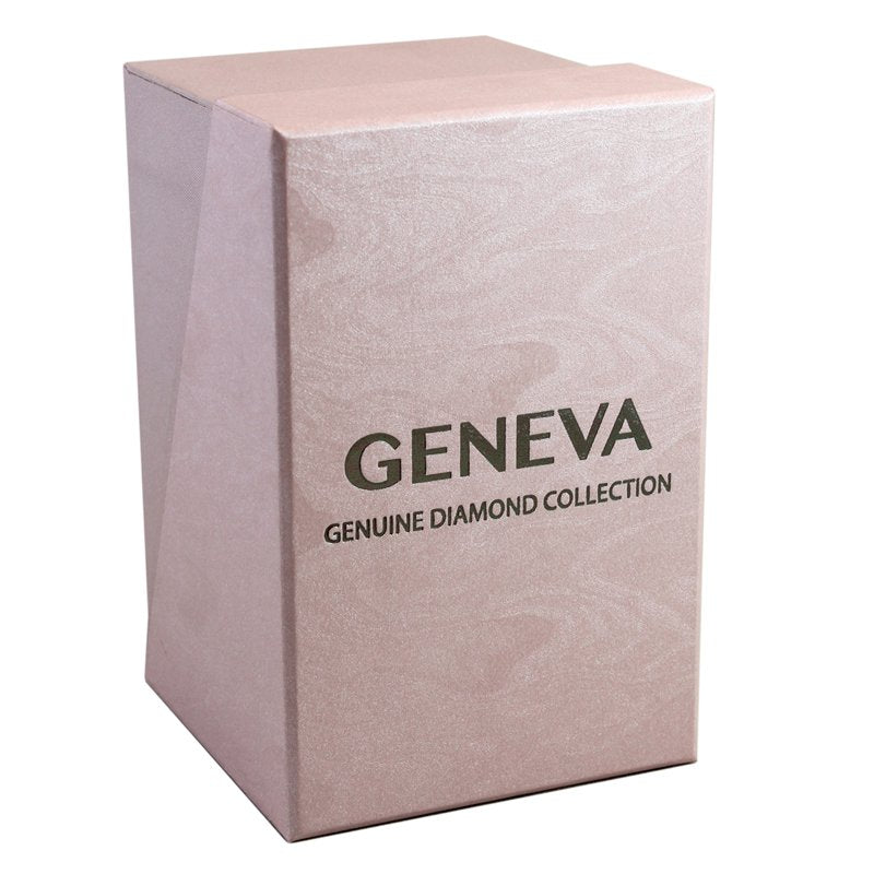 Geneva Ladies Gunmetal Tone Mesh Watch with Genuine Diamond Dial and Adjustable Band
