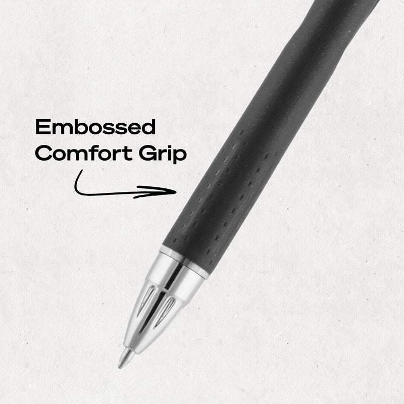 Retractable Ballpoint Pens with Hybrid Ink - Black, 12 Pack