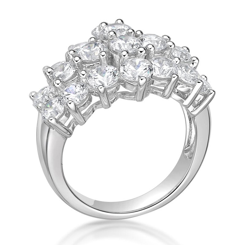 Sterling Silver Simulated White Diamond Cocktail Ring - Hypoallergenic Jewelry