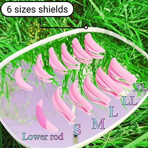 Lash Lift Pads Shield, DIY Eyelash Lift Pad, Perm Rods 6 Size Lifting Eyelashes Up Rapidly Super Curl Lami Lamination Roller Guards 6 Pairs Easily Stay on Eyes Well Soft Silicone(Mega L curling)