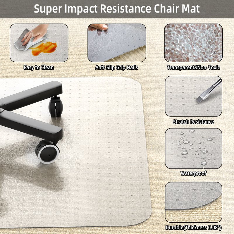 GPED 30 x 48 Inch Office Chair Mat for Carpet - Rectangle Studded Floor Protector