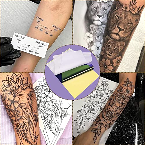 Tattoo Practice Skins with Transfer Paper - 40Pcs Blank Tattoos Skin Practice and Stencil Paper Kit Includes 30Pcs DIY Tracing Paper and 10Pcs Double Sides Tattoos Fake Skins for Beginners Artis