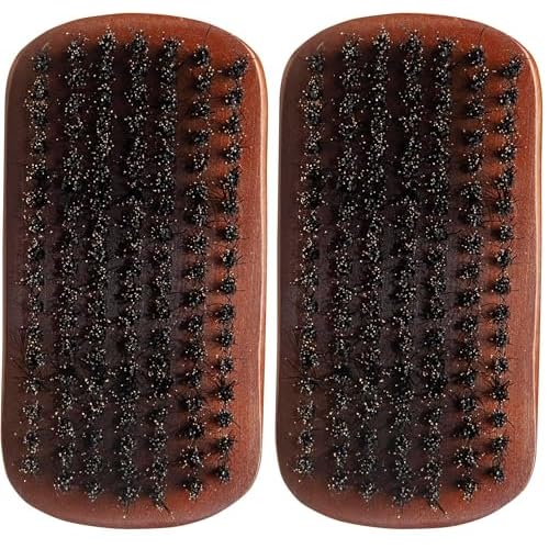 Diane medium firmness reinforced boar bristle, curved military style wave mens hair brush, d8175 (Pack of 2)