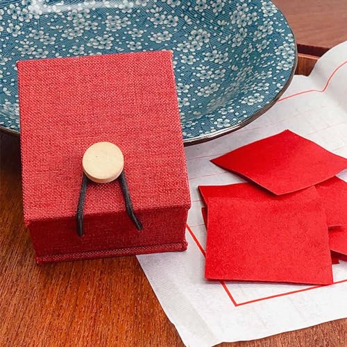 Traditional Chinese Lipstick, 12 PCS Makeup Rouge Lipstick Papers, Non-stick Cup, Long-lasting Matte with Red Storage Box, Rose