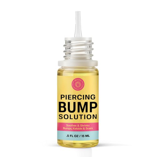 BASE LABORATORIES Piercing Bump Solution & Keloid Bump Removal | Soothing Piercing Aftercare for Piercing Bumps & Keloid Scar Removal | Ear & Nose Keloid Bumps Piercing Aftercare Solution Oil | 0.5 oz